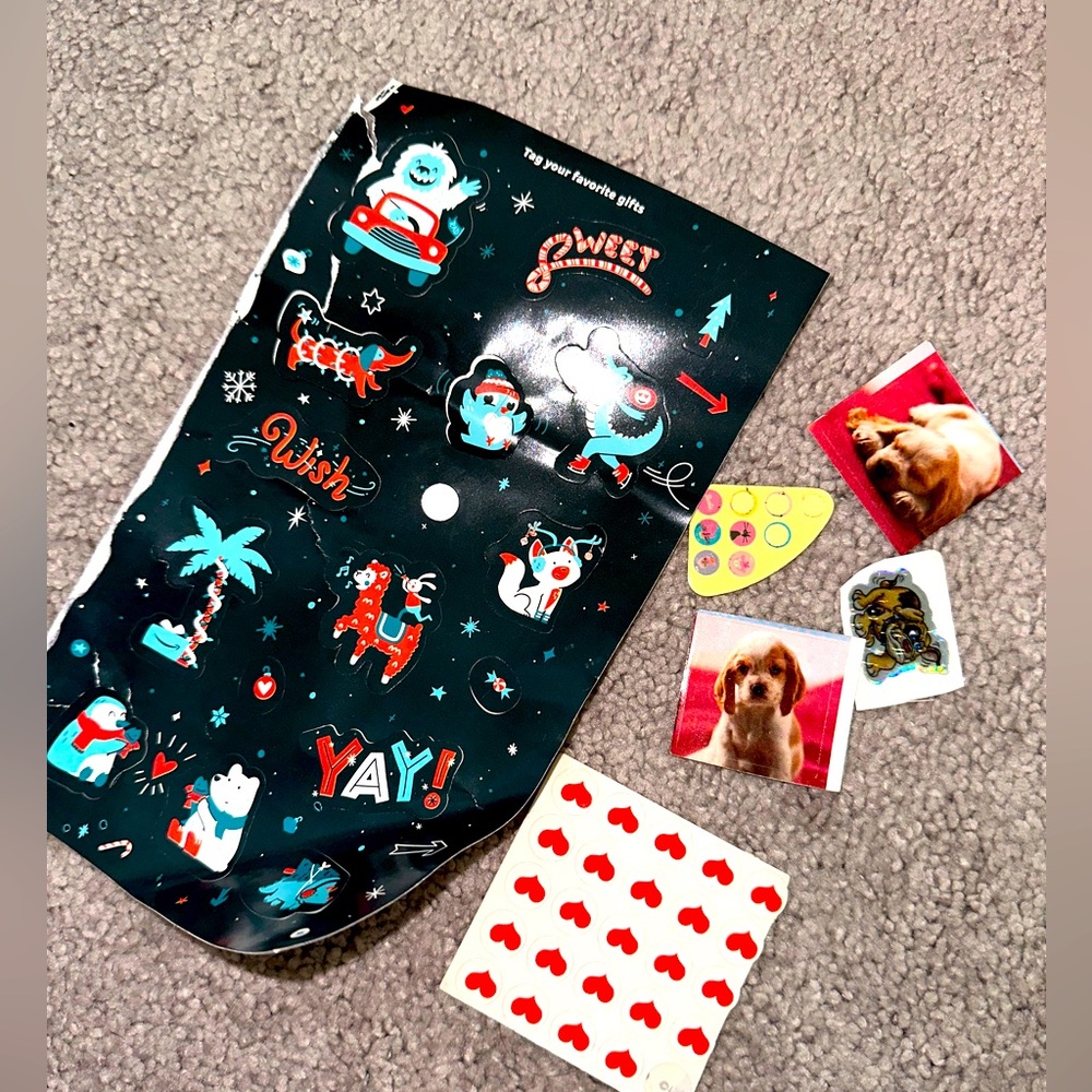 Puppy dogs stickers and hearts vintage bundle